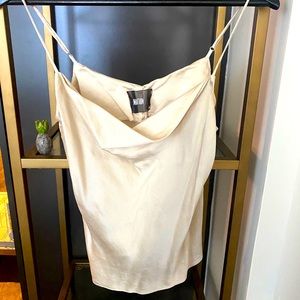 Reformation silk cowl-neck tank top Champagne S